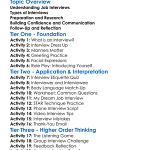 Job Interview Skills Worksheet Activity Booklet