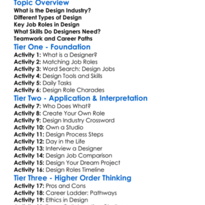 Job Roles In The Design Industry Worksheet Activity Booklet