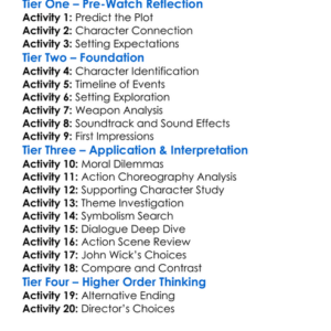 John Wick Chapter 4 2023 Worksheet Activity Booklet