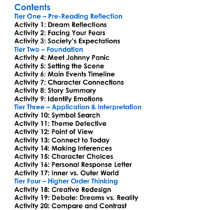 Johnny Panic And The Bible Of Dreams Sylvia Plath Worksheet Activity Booklet