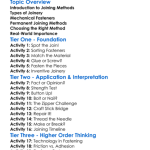 Joining And Fastening Methods Worksheet Activity Booklet