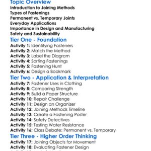 Joining Methods And Fastenings Worksheet Activity Booklet