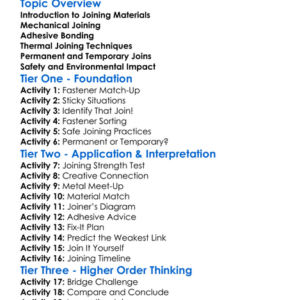 Joining Techniques For Materials Worksheet Activity Booklet