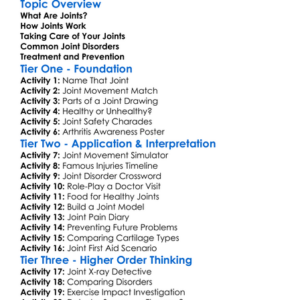 Joint Health And Disorders Worksheet Activity Booklet