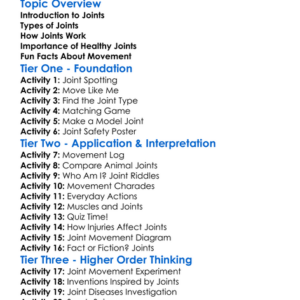 Joints And Movement Worksheet Activity Booklet
