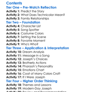 Joseph And The Amazing Technicolor Dreamcoat 1999 Worksheet Activity Booklet