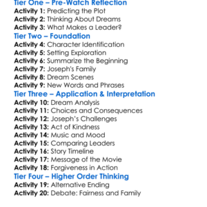 Joseph King Of Dreams Worksheet Activity Booklet