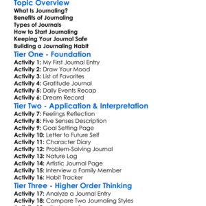 Journaling Worksheet Activity Booklet
