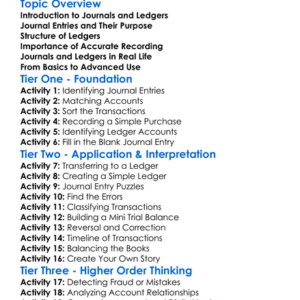 Journals And Ledgers Worksheet Activity Booklet