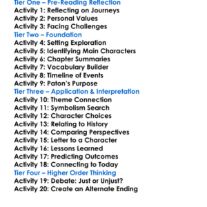 Journey Continued Alan Paton Worksheet Activity Booklet