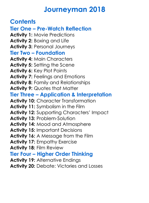 Journeyman 2018 Worksheet Activity Booklet