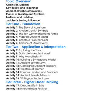 Judaism In The Ancient World Worksheet Activity Booklet