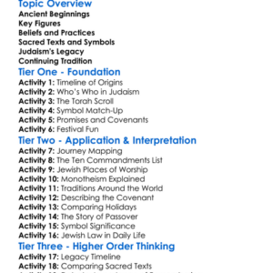 Judaism Origins Worksheet Activity Booklet