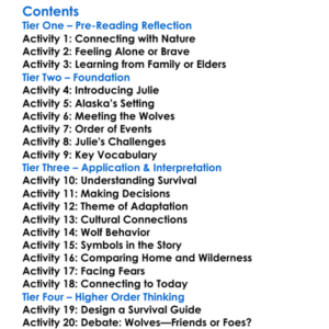 Julie Of The Wolves Jean Craighead George Worksheet Activity Booklet