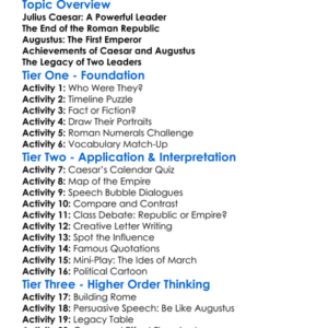 Julius Caesar And Augustus Worksheet Activity Booklet
