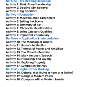 Julius Caesar William Shakespeare Worksheet Activity Booklet