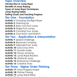Jump Rope Skills Worksheet Activity Booklet