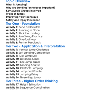 Jumping And Landing Techniques Worksheet Activity Booklet