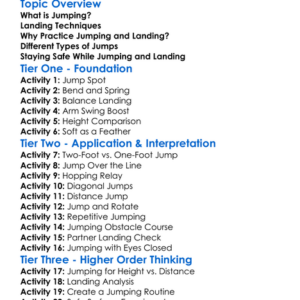 Jumping And Landing Worksheet Activity Booklet