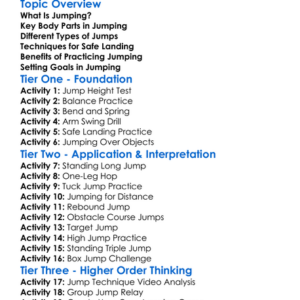 Jumping Techniques Worksheet Activity Booklet