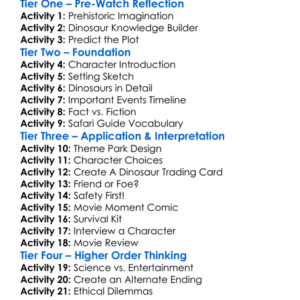 Jurassic World 2015 Worksheet Activity Booklet