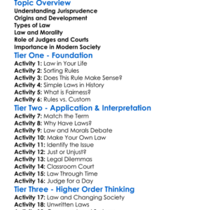 Jurisprudence Worksheet Activity Booklet