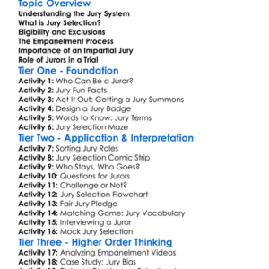 Jury Selection And Empanelment Worksheet Activity Booklet