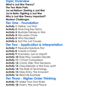 Just War Theory Worksheet Activity Booklet