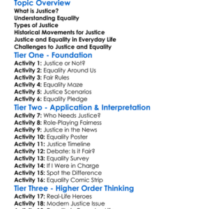 Justice And Equality Worksheet Activity Booklet