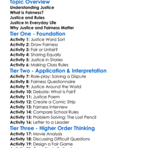 Justice And Fairness Worksheet Activity Booklet