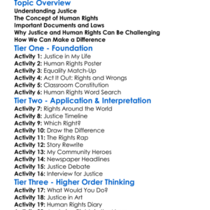 Justice And Human Rights Worksheet Activity Booklet