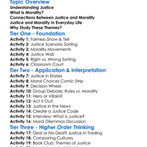Justice And Morality Themes Worksheet Activity Booklet