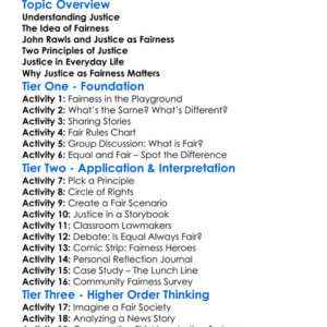 Justice As Fairness Worksheet Activity Booklet