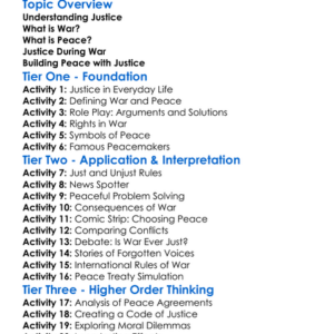 Justice In War And Peace Worksheet Activity Booklet