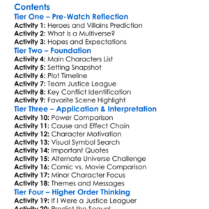 Justice League Crisis On Infinite Earths Part One 2024 Worksheet Activity Booklet