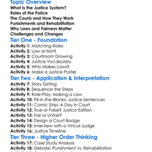 Justice System Worksheet Activity Booklet