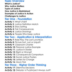 Justice Worksheet Activity Booklet