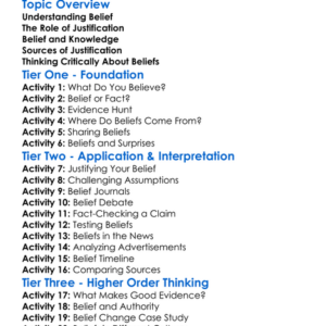 Justification And Belief Worksheet Activity Booklet