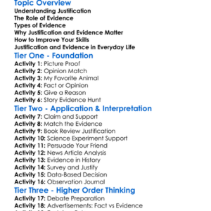 Justification And Evidence Worksheet Activity Booklet