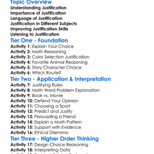 Justification Worksheet Activity Booklet