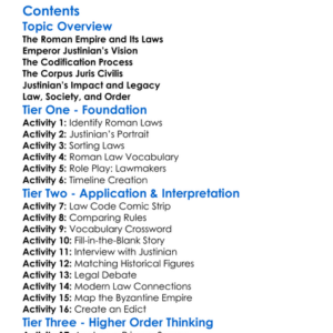 Justinian And The Codification Of Roman Law Worksheet Activity Booklet
