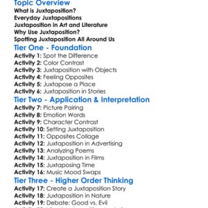 Juxtaposition Worksheet Activity Booklet