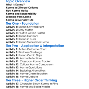 Karma Worksheet Activity Booklet