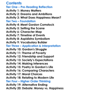 Keep The Aspidistra Flying George Orwell Worksheet Activity Booklet