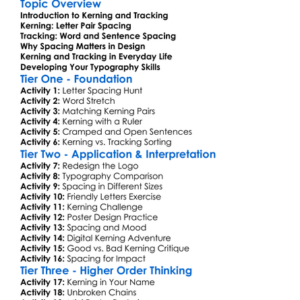 Kerning And Tracking Worksheet Activity Booklet