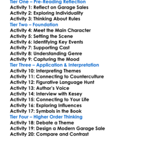 Keseys Garage Sale Ken Kesey Worksheet Activity Booklet