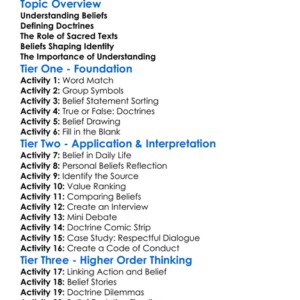 Key Beliefs And Doctrines Worksheet Activity Booklet