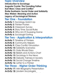 Key Sociological Thinkers Worksheet Activity Booklet