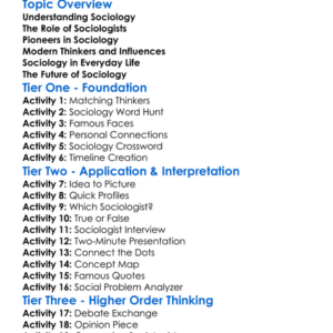 Key Sociologists And Thinkers Worksheet Activity Booklet
