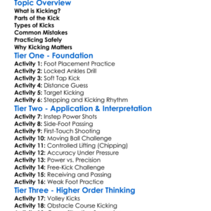 Kicking Fundamentals Worksheet Activity Booklet